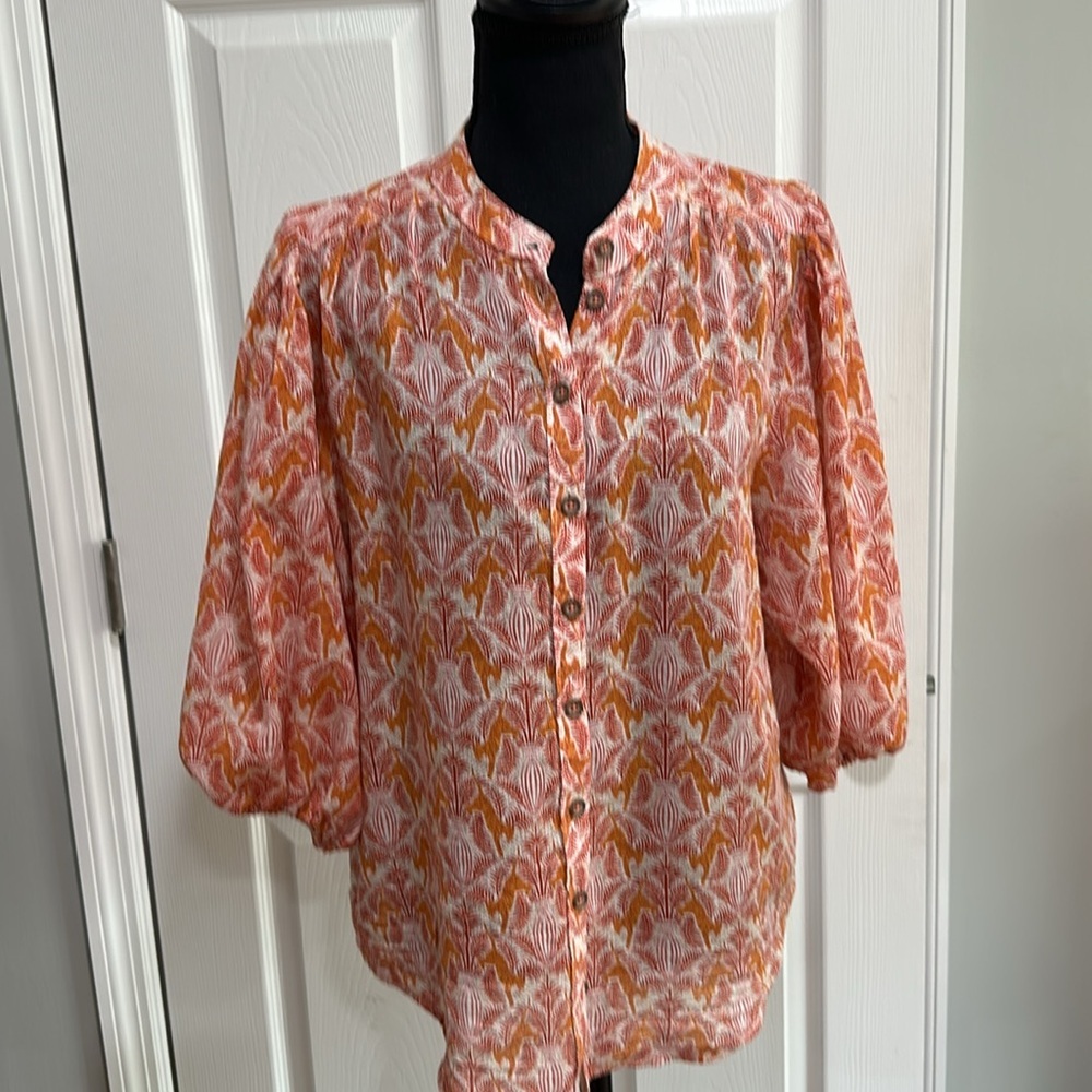 Anthropologie Maeve blouse cotton modal blend size 8 like new button front